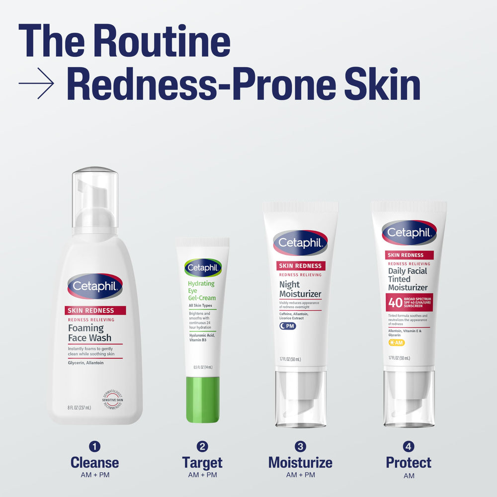 Cetaphil crema nocturna con regaliz calman el enrojecimiento.