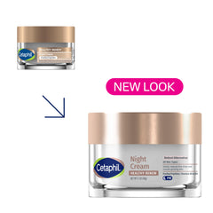 Textura cremosa de Cetaphil Night Cream lista para hidratación nocturna.