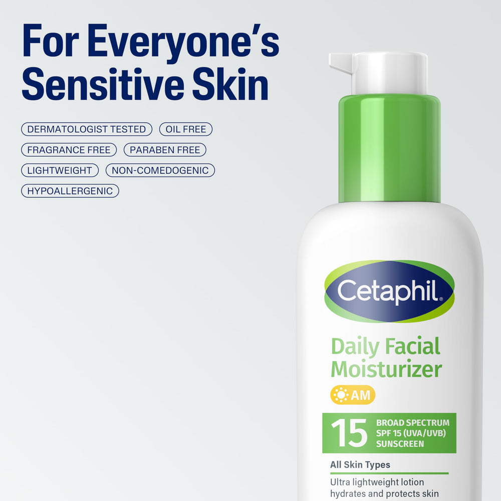 Cetaphil Daily Facial Moisturizer SPF 15 non-greasy finish—smooth look