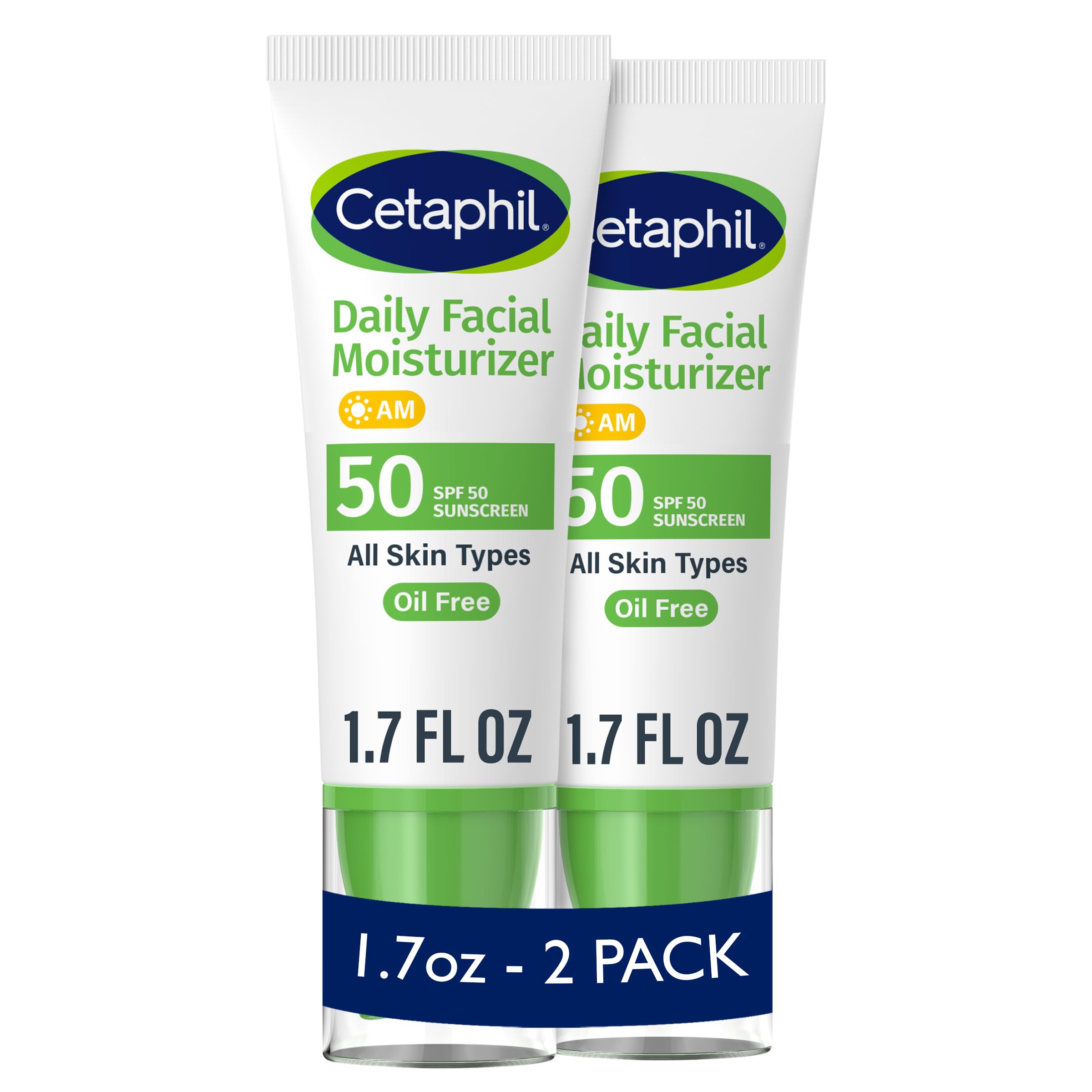 Cetaphil Daily Facial Moisturizer SPF 50 bottle shown for daily sun protection and hydration