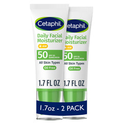 Cetaphil Daily Facial Moisturizer SPF 50 bottle shown for daily sun protection and hydration