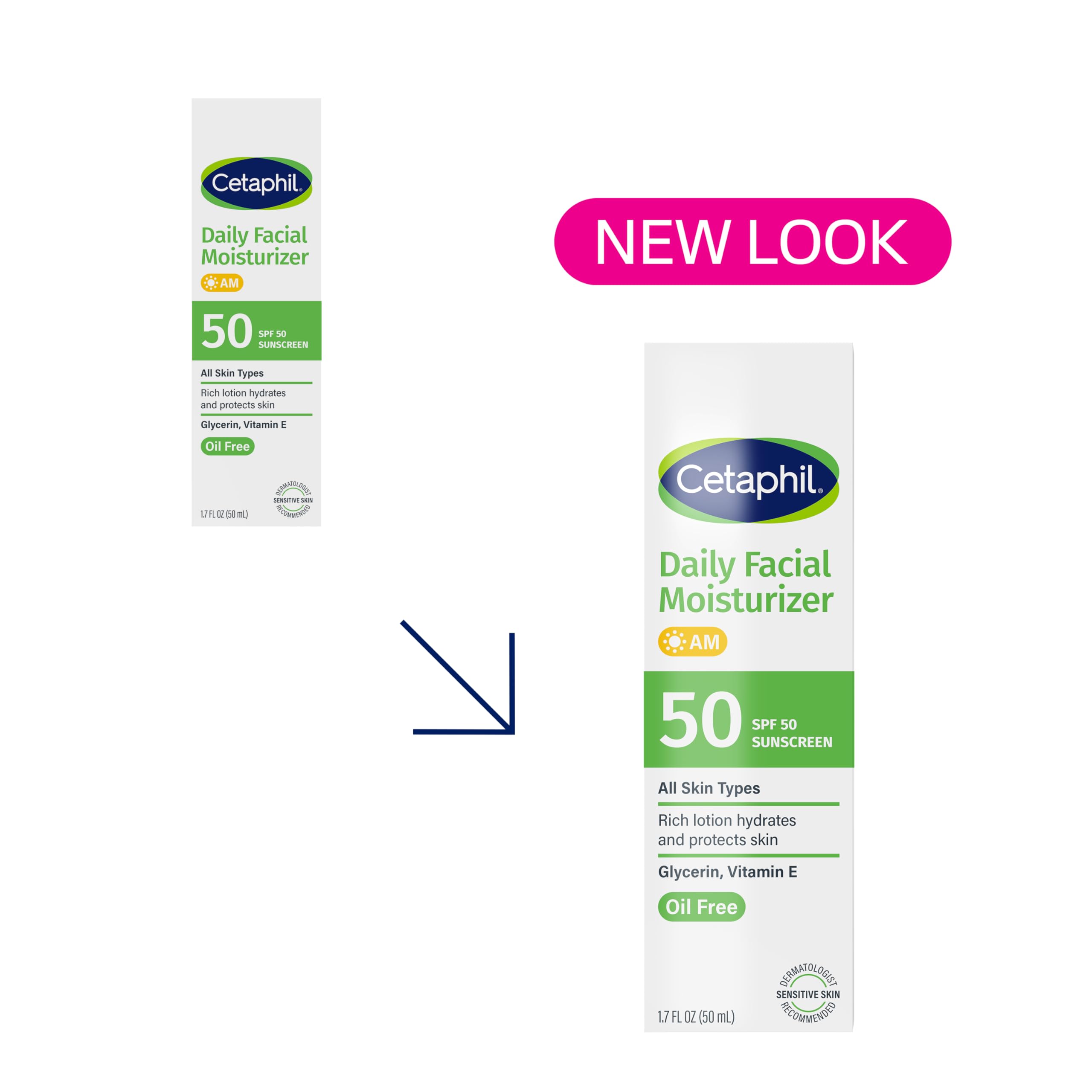Cetaphil Daily Facial Moisturizer SPF 50 pump demonstrates quick, non-greasy application