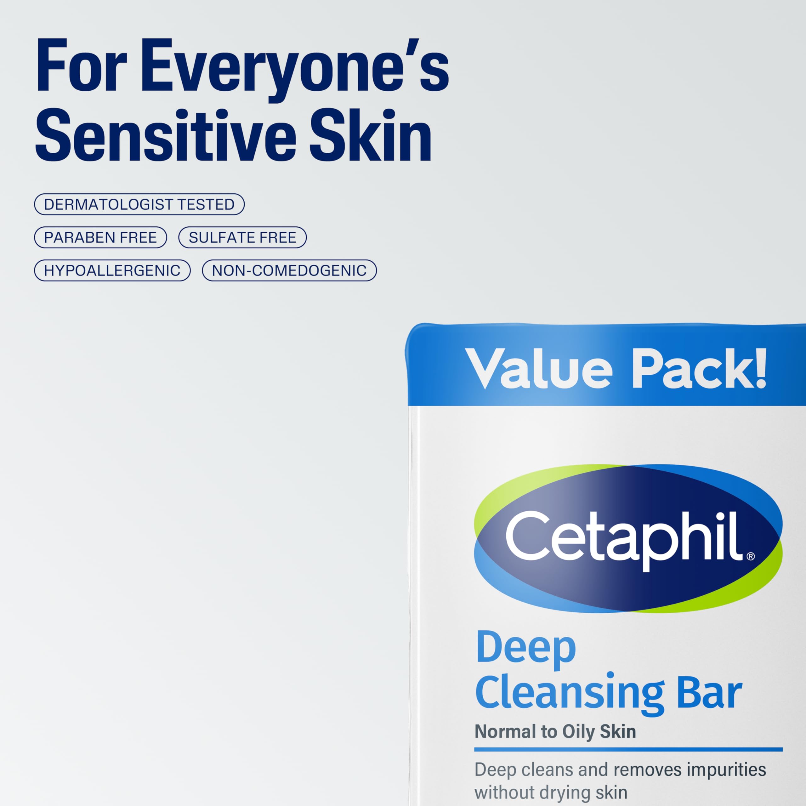 Cetaphil Deep Cleansing Bar applied to the face during routine cleansing
