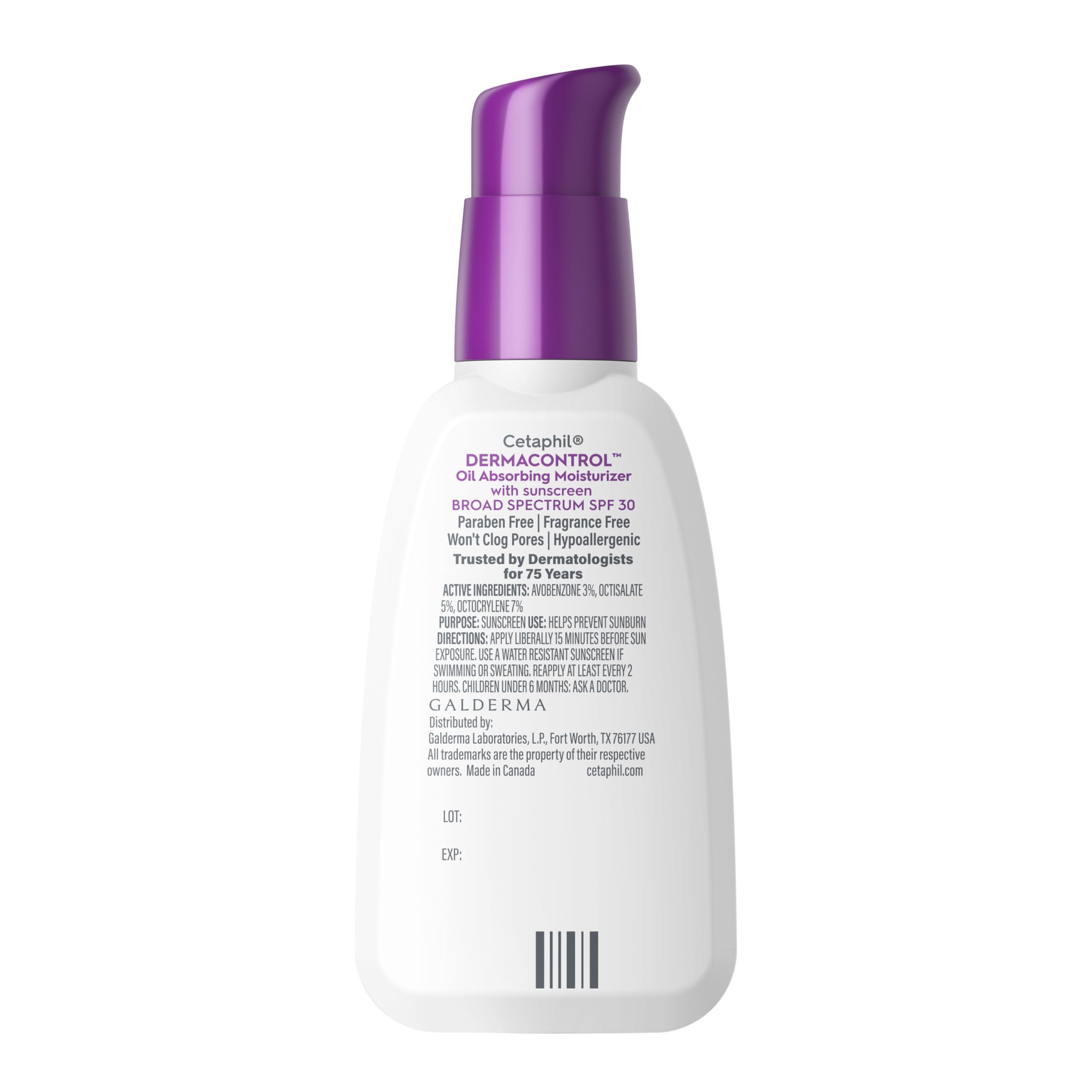 Cetaphil DermaControl ofrece protección UVA/UVB con SPF 30.