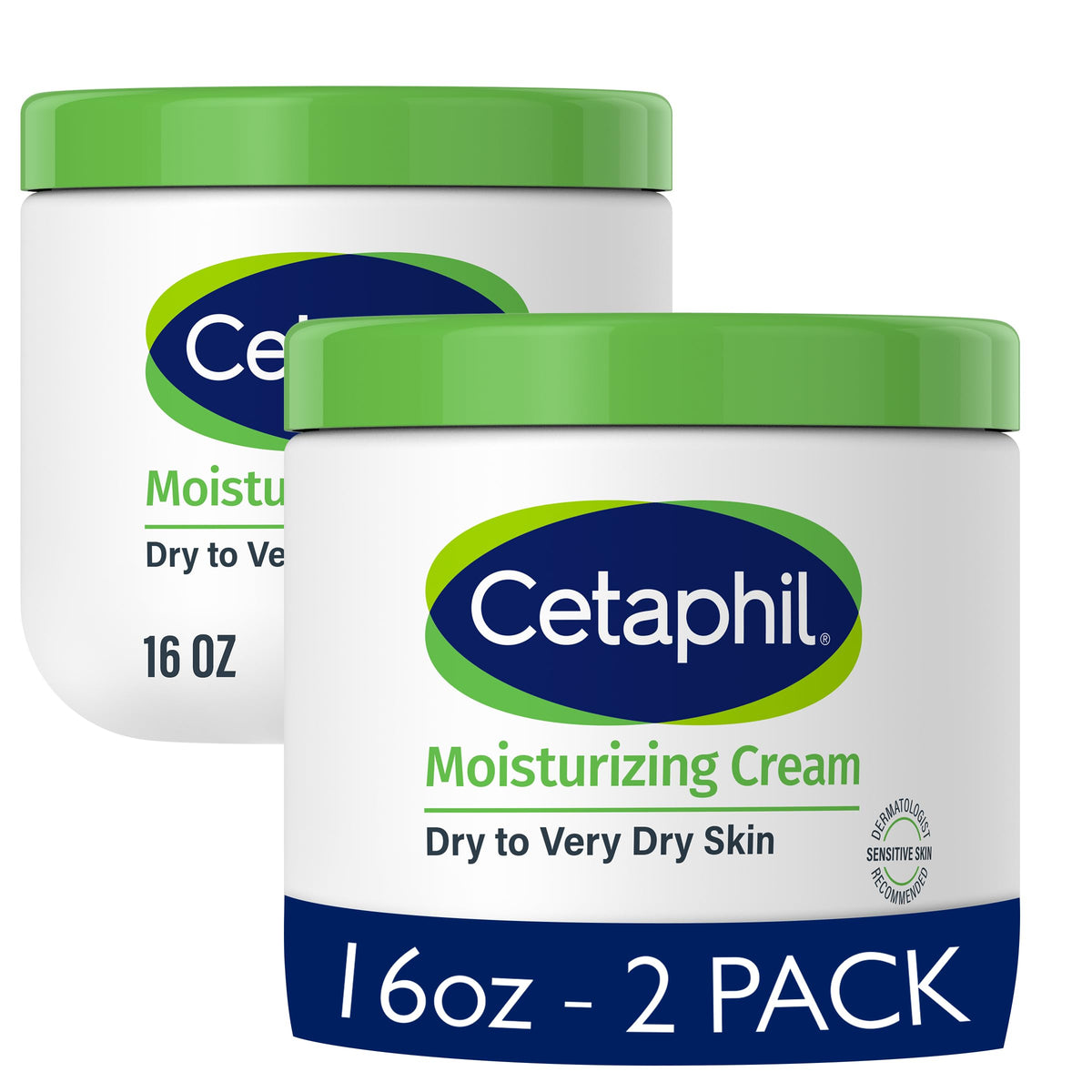 Cetaphil Moisturizing Cream jar close-up showing texture for quick, non-greasy hydration.