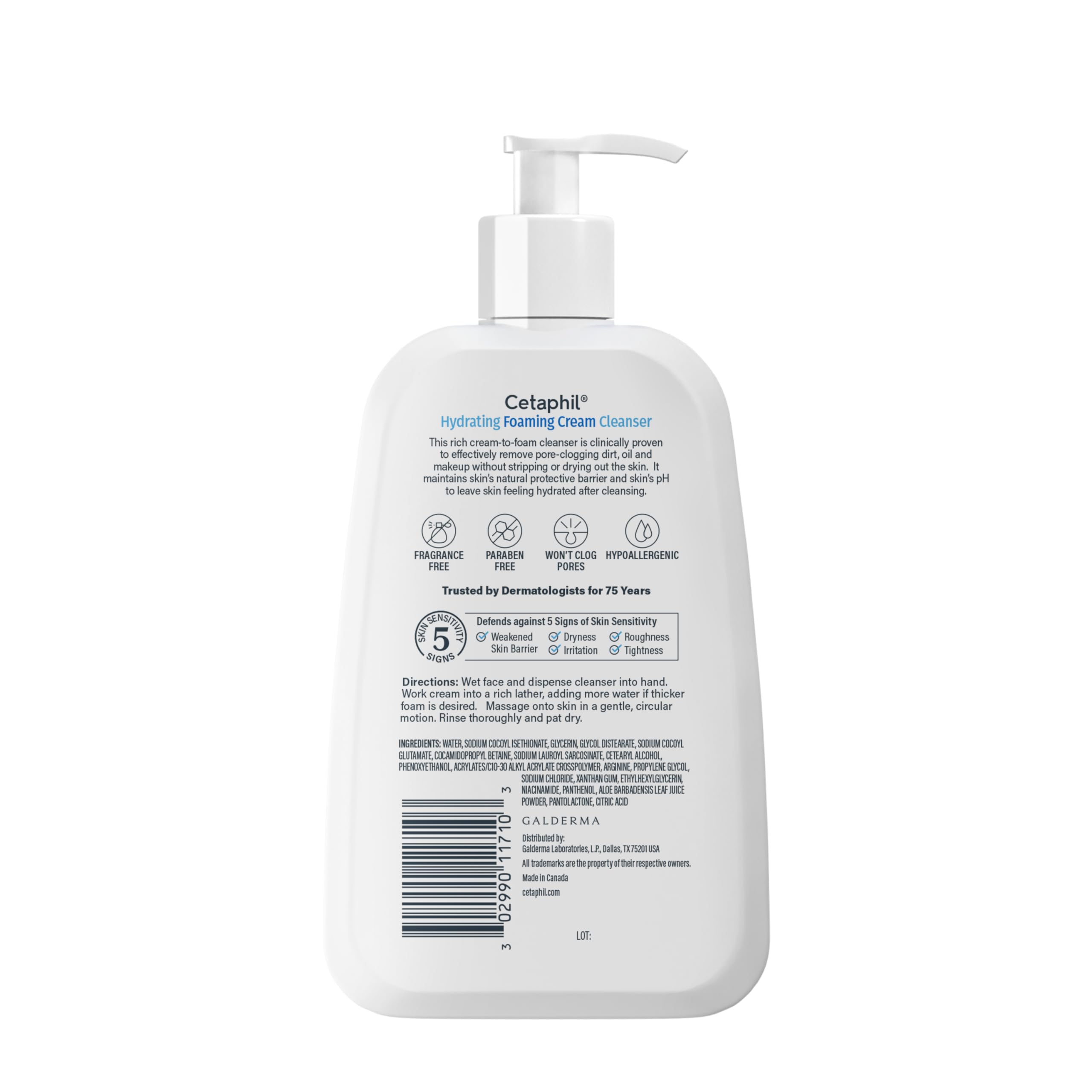 Cetaphil Fórmula sin parabenos para uso diario en piel sensible.