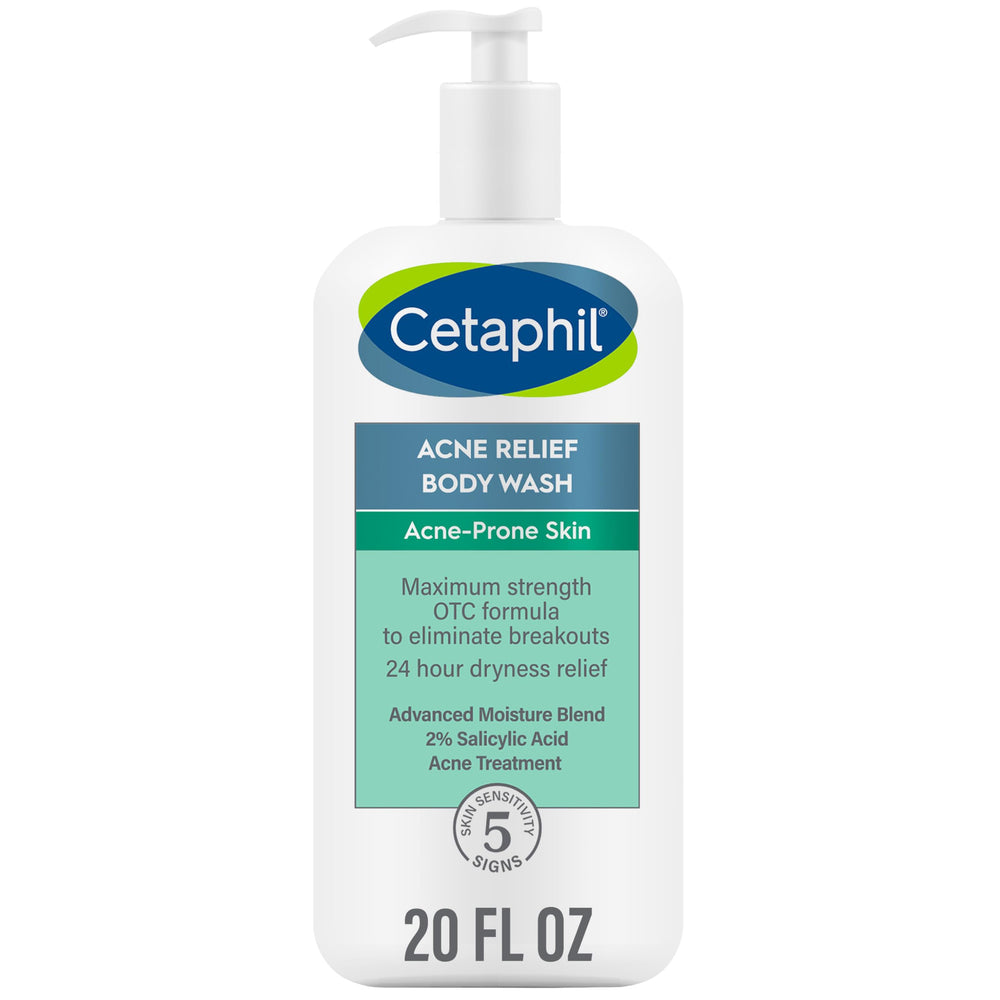 Cetaphil gel ducha acne 2-por-ciento en botella, limpieza suave para piel sensible.