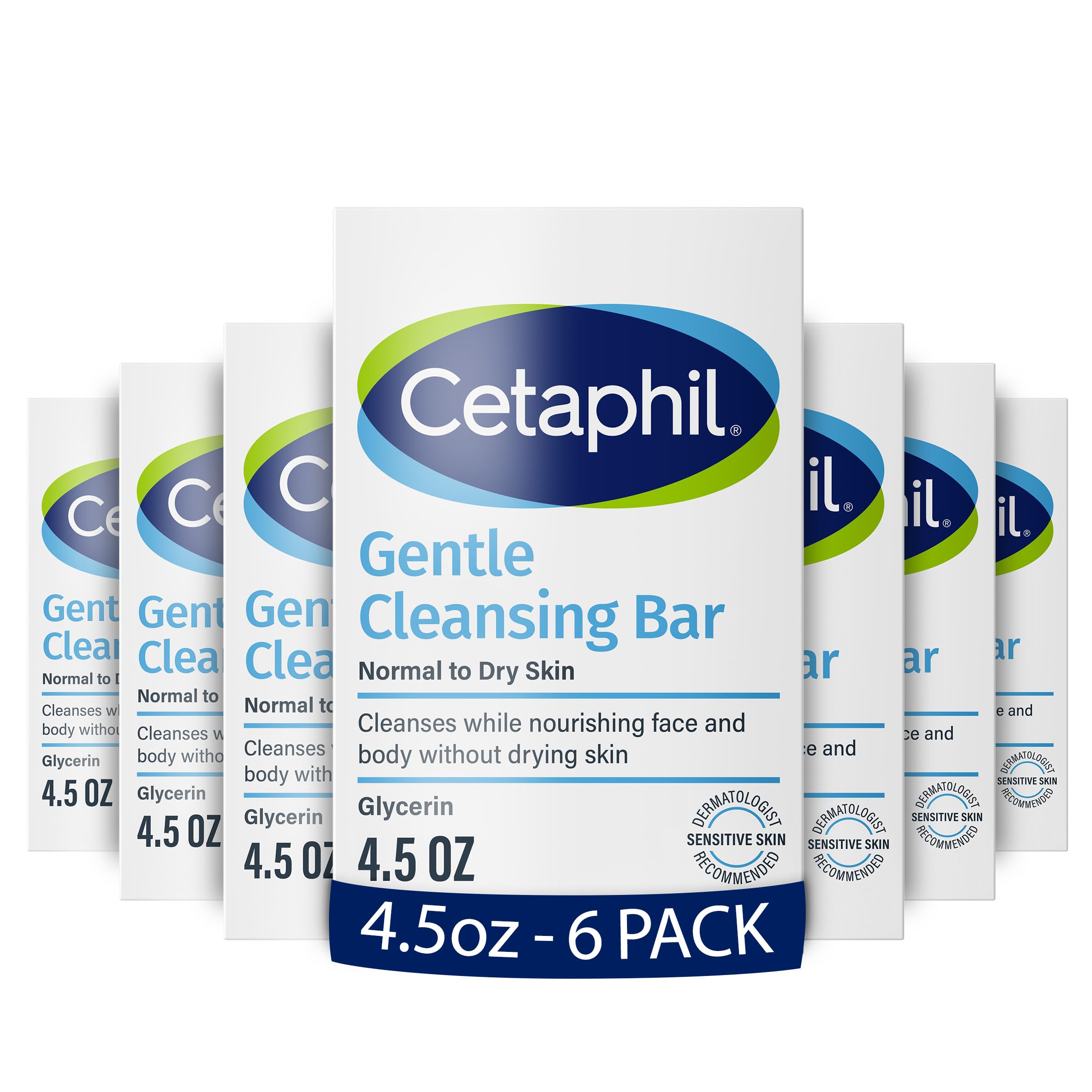 Cetaphil Gentle Cleansing Bar – whole bar for daily face and body cleansing.