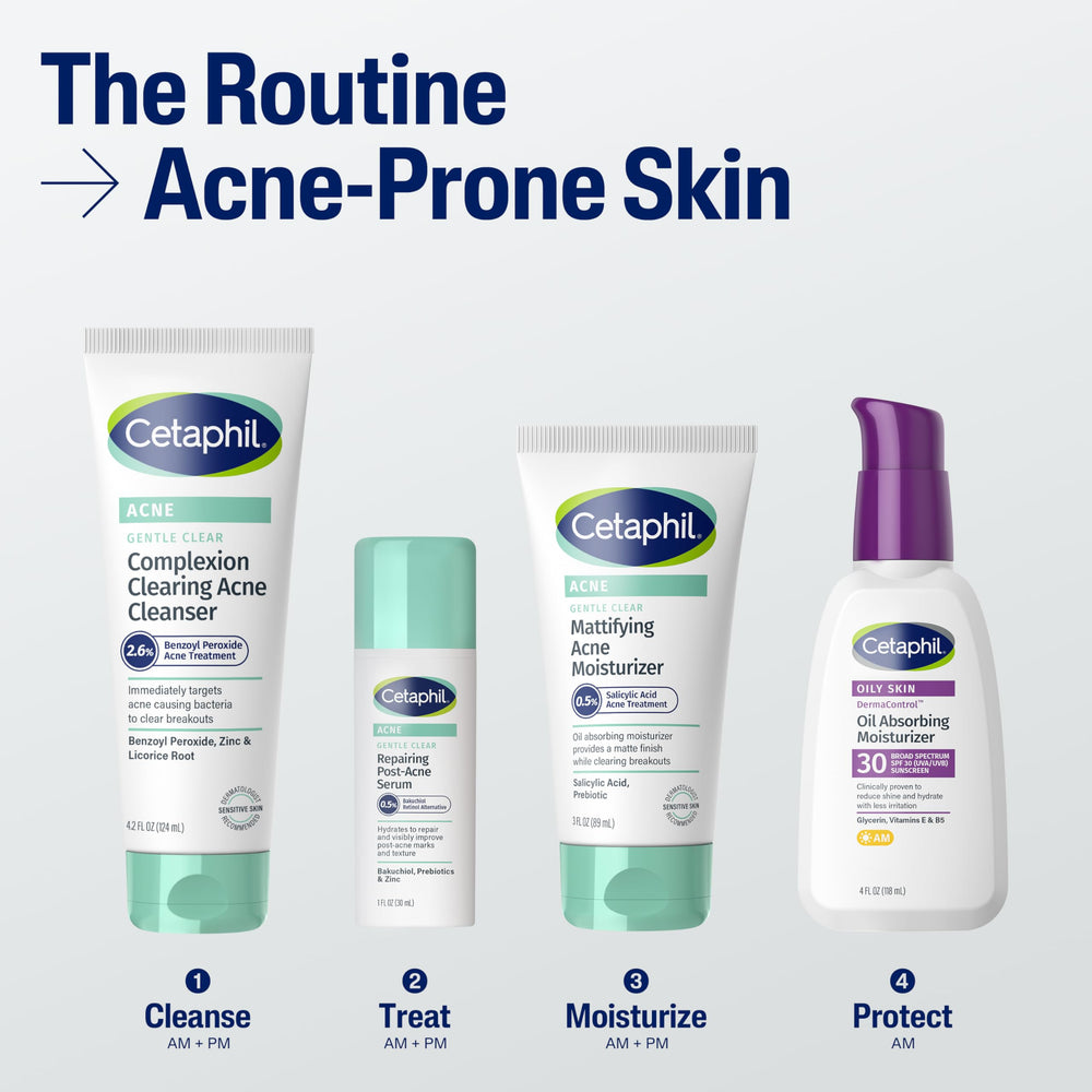 Hand applying Cetaphil Gentle Clear cleanser to the face for sensitive skin care