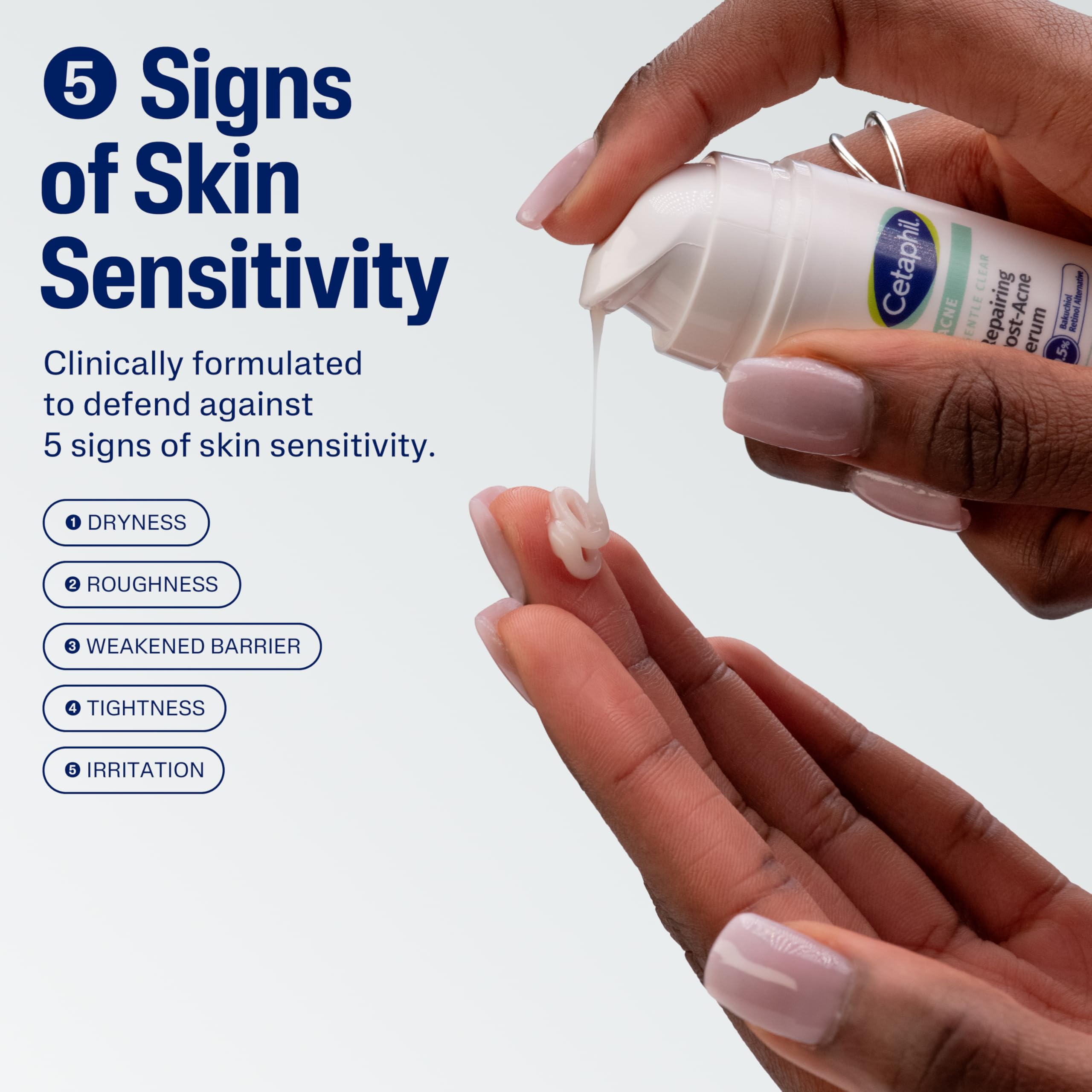 Textura suave de Cetaphil en la piel, sensación ligera y no grasa.