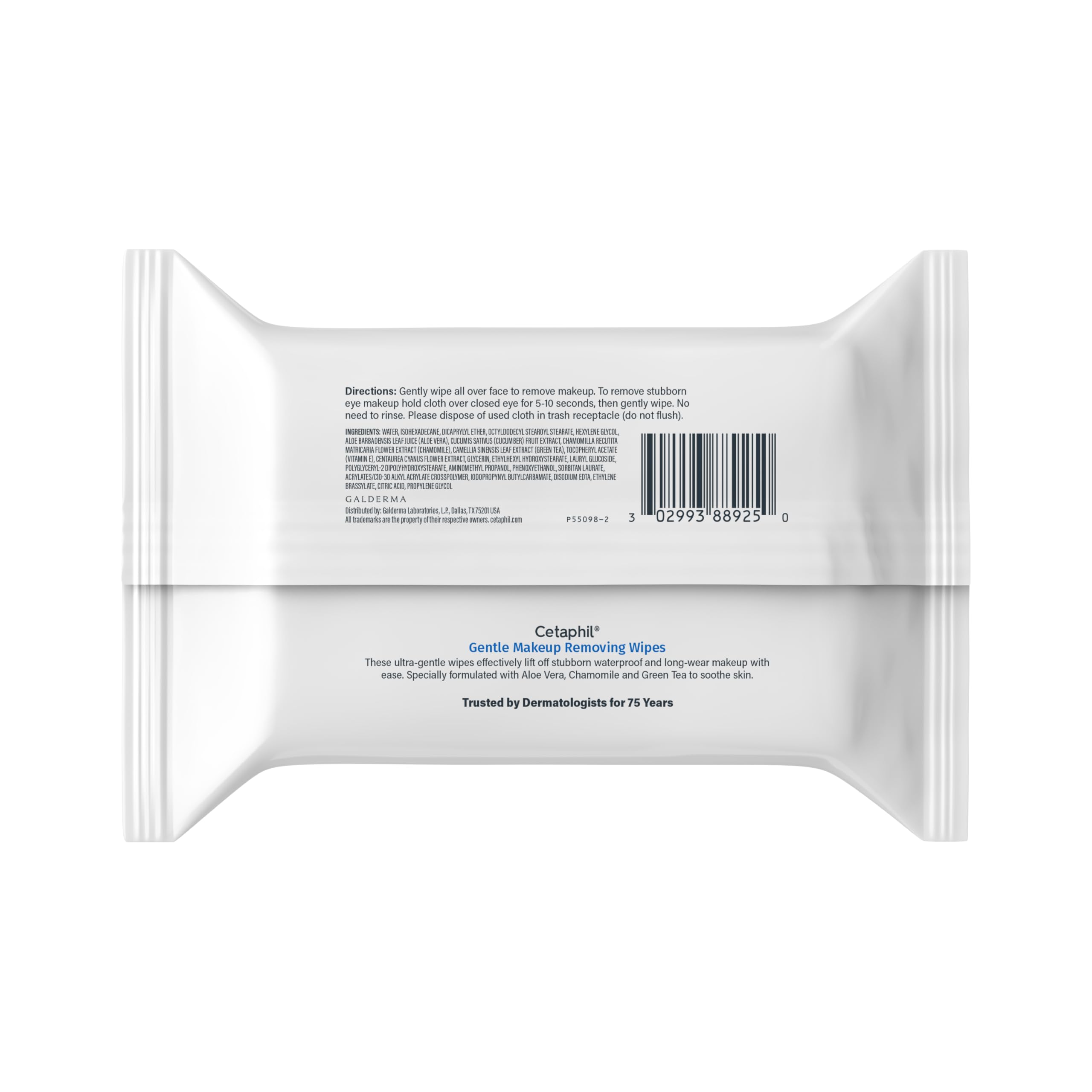 Wipes infused with aloe vera, chamomile, and green tea.