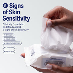 Close-up texture of Cetaphil wipes showing soft fibers for gentle cleansing.