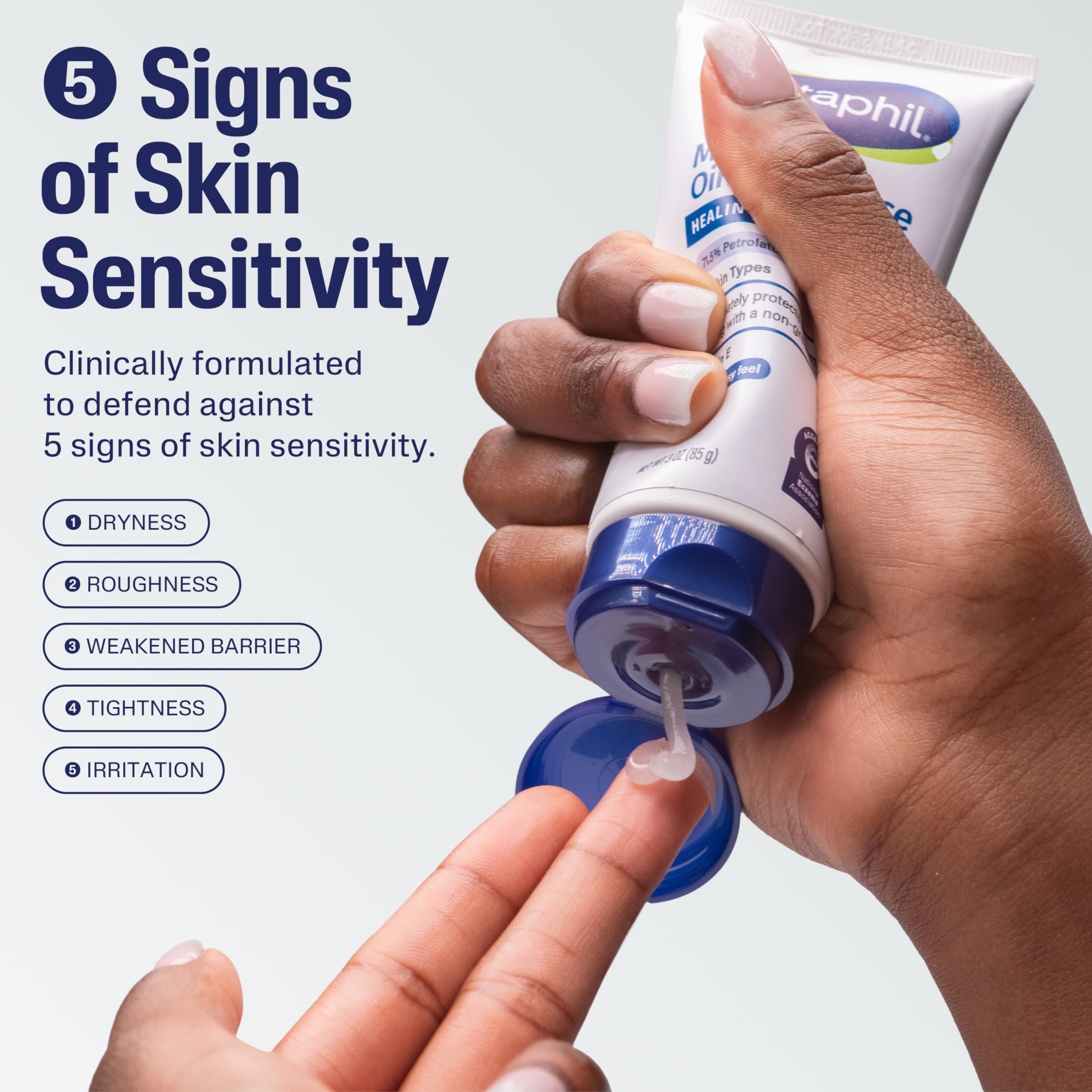 Ungüento Cetaphil: textura suave, se absorbe rápidamente para mayor comodidad.