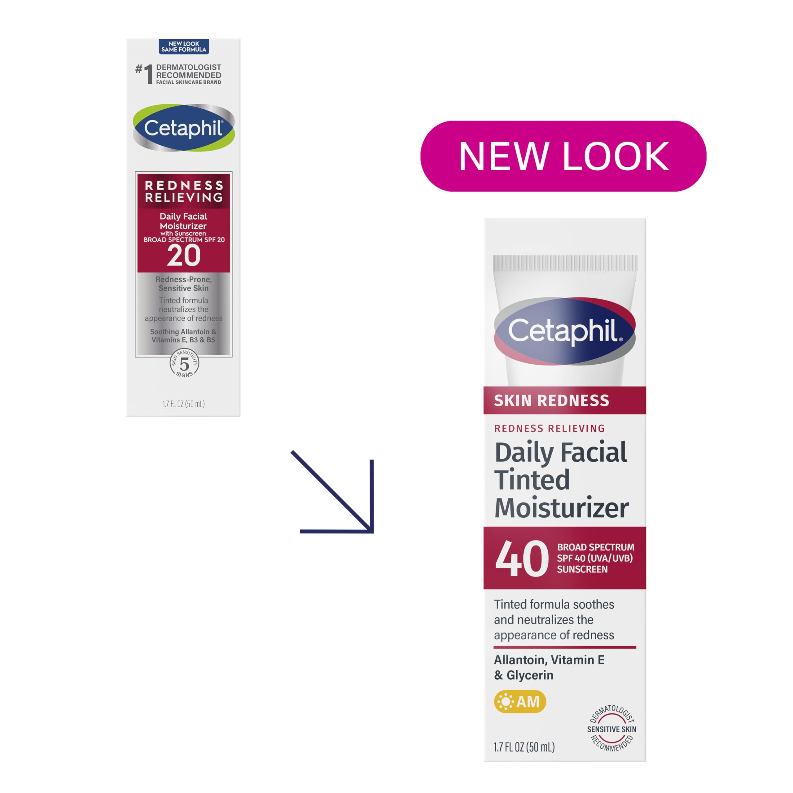 Cetaphil Hidratante rojez, textura neutra, mejora tono suave con SPF 40.