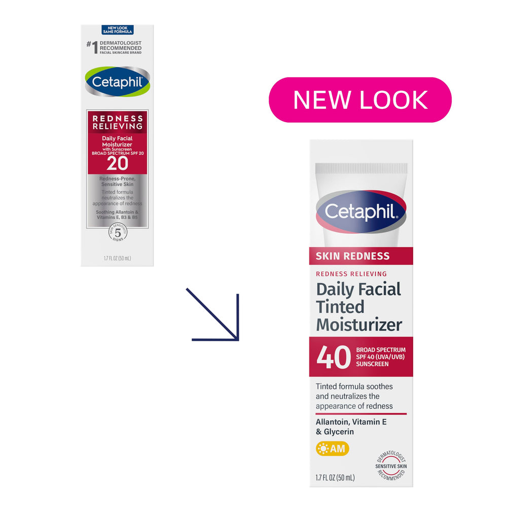 Cetaphil Hidratante rojez, textura neutra, mejora tono suave con SPF 40.