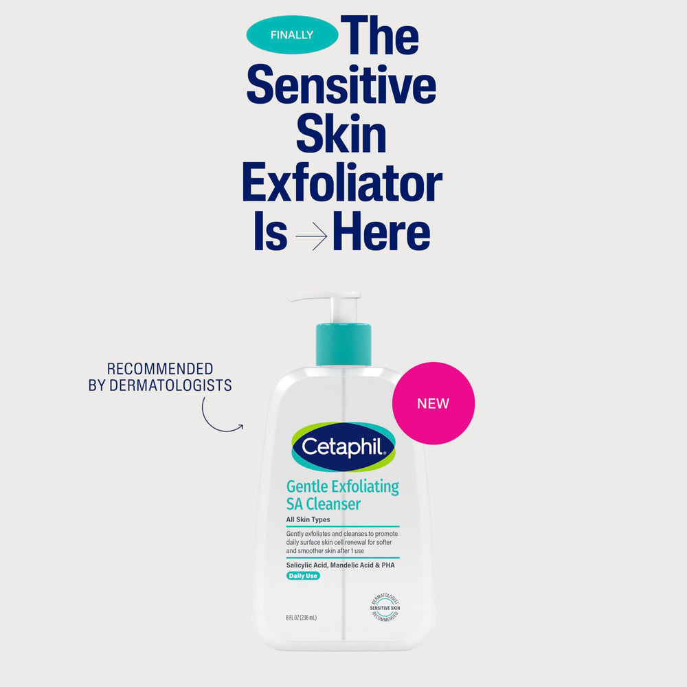 Cetaphil Limpiador Exfoliante Suave SA ofrece espuma suave para piel sensible.