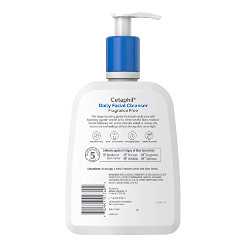 Cetaphil espuma suave de limpieza para piel sensible sin irritación.