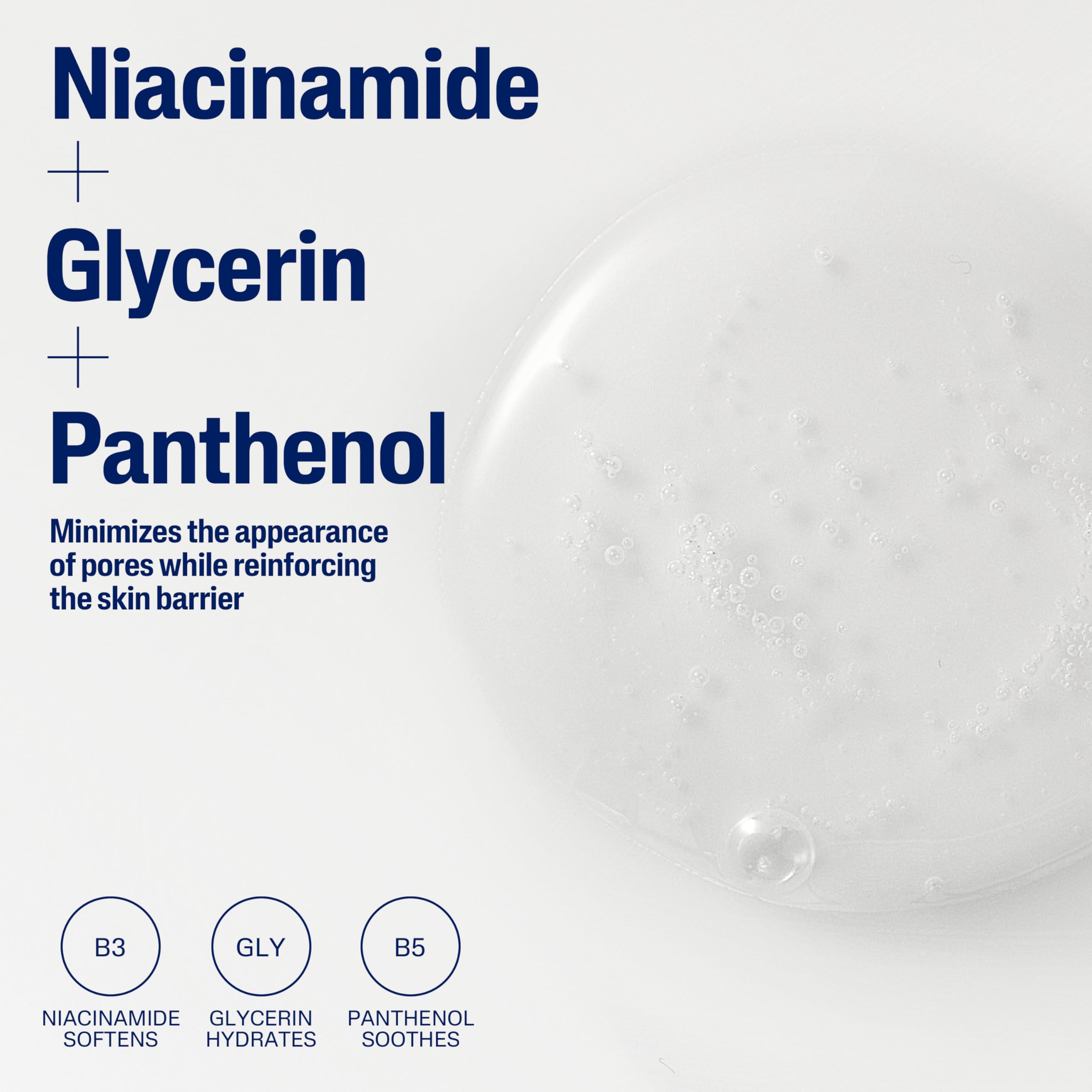 Cetaphil hidrata la piel con glicerina durante la limpieza diaria.