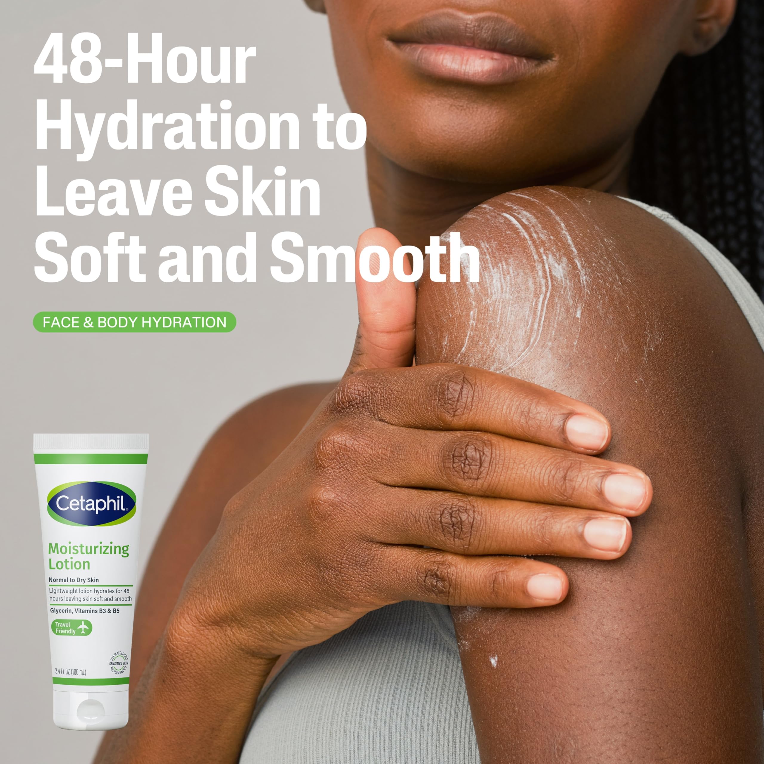 Cetaphil Loción Hidratante: tubo 3.4 oz para rostro y cuerpo.