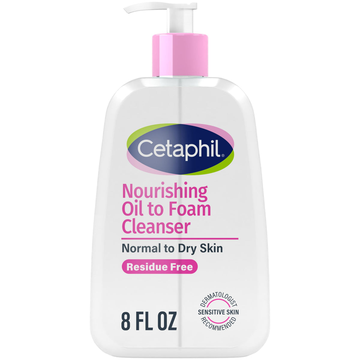 Cetaphil Nourishing Oil to Foam Cleanser bottle demonstrating gentle cleansing for sensitive skin