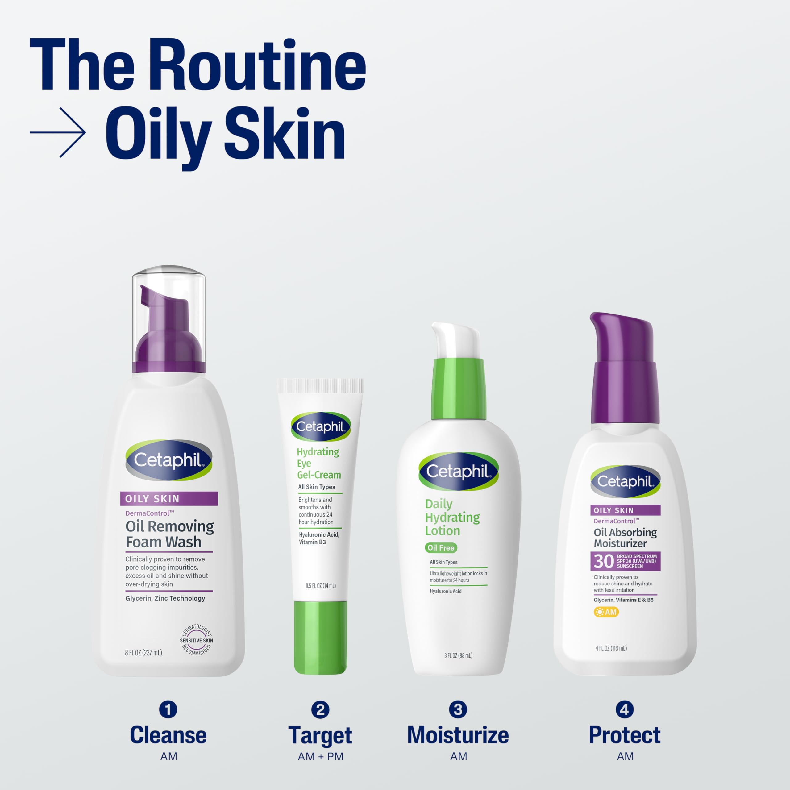Cetaphil Pro Oil Removing Foam Wash fragrance-free formula for sensitive skin.