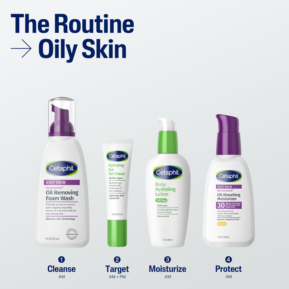 Cetaphil Pro Oil Removing Foam Wash fragrance-free formula for sensitive skin.