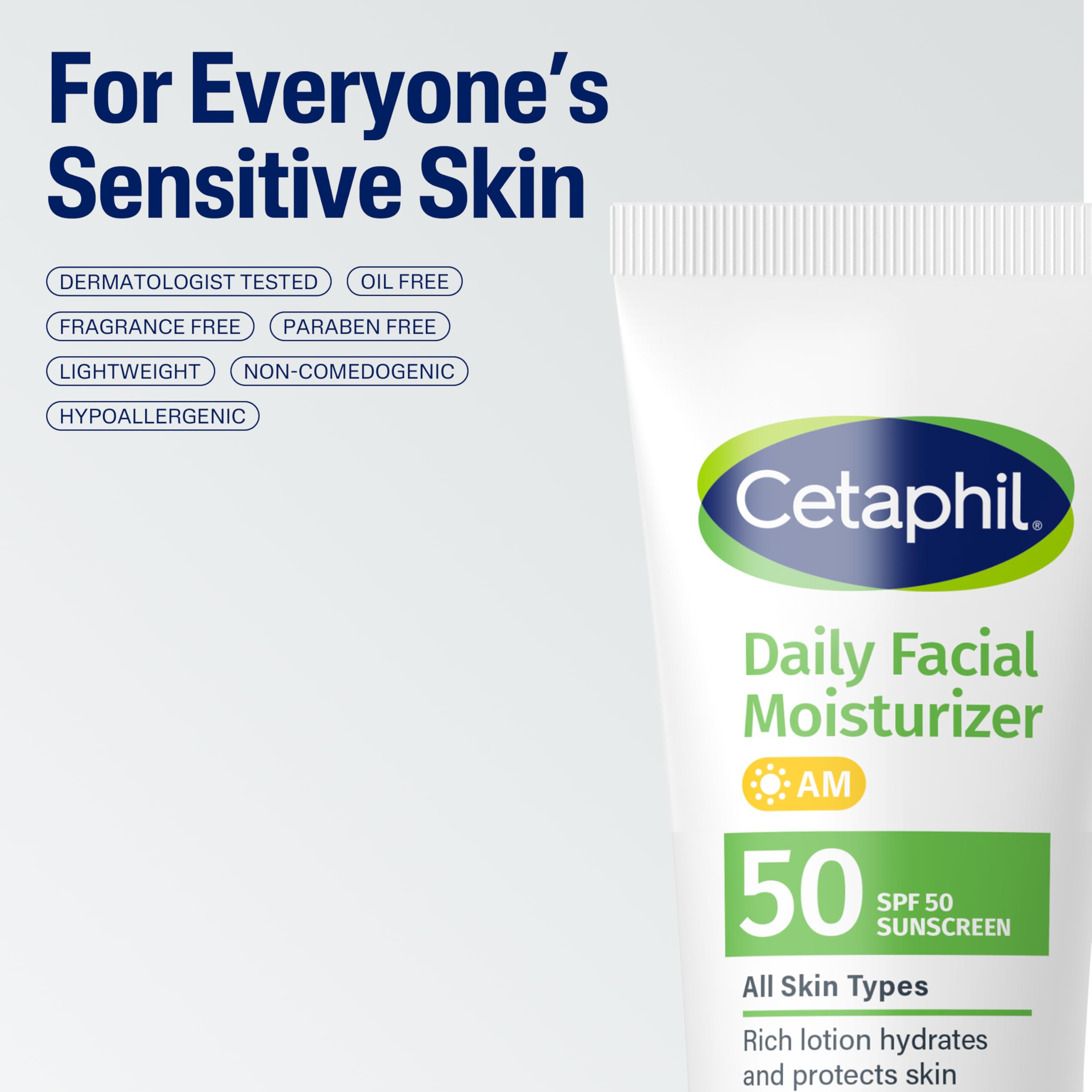 Cetaphil for sensitive skin with soothing texture shown