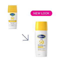 Etiqueta SPF50 de Cetaphil Sheer Mineral indica protección diaria del rostro.