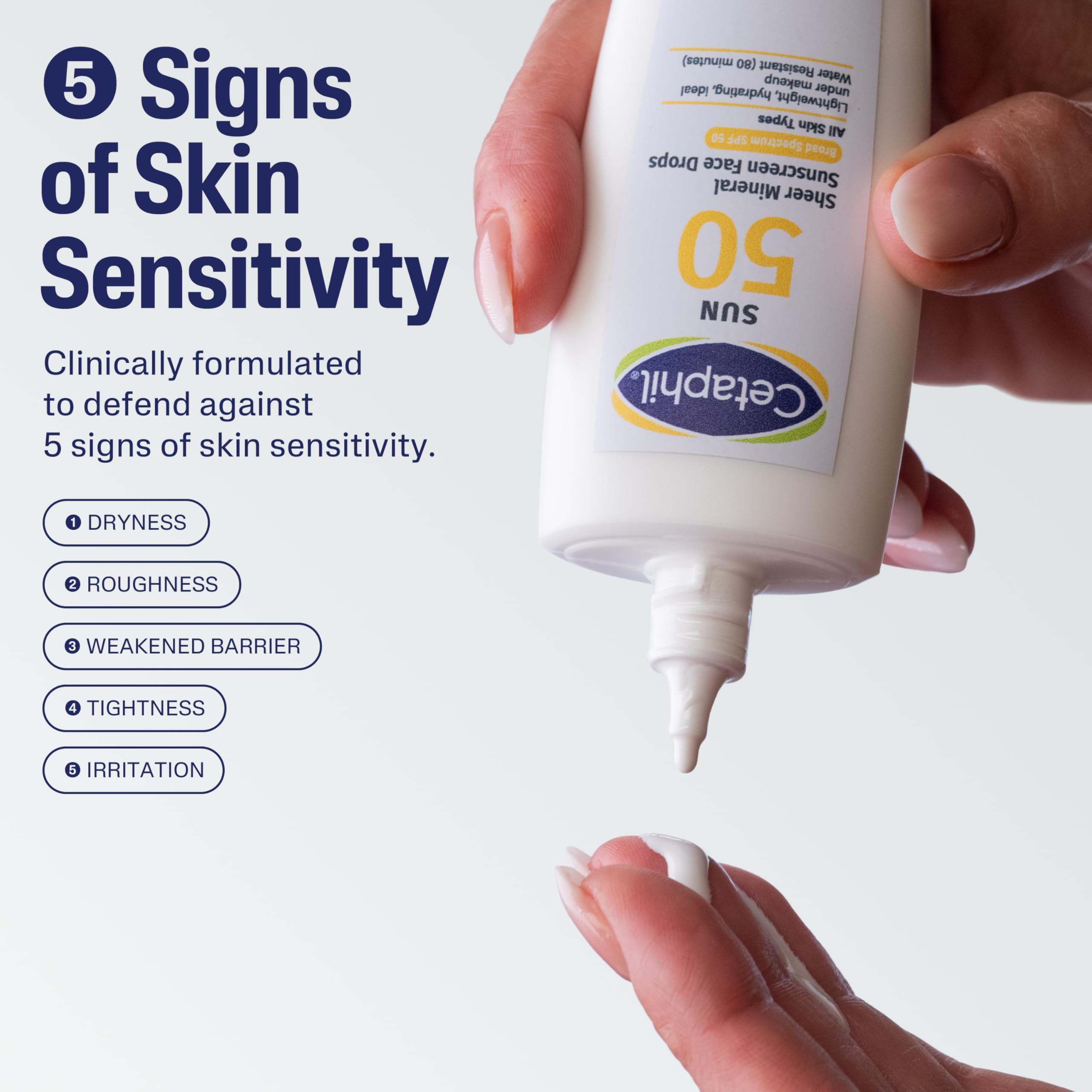 Cetaphil Sheer Mineral, probado por dermatologos para uso facial seguro.