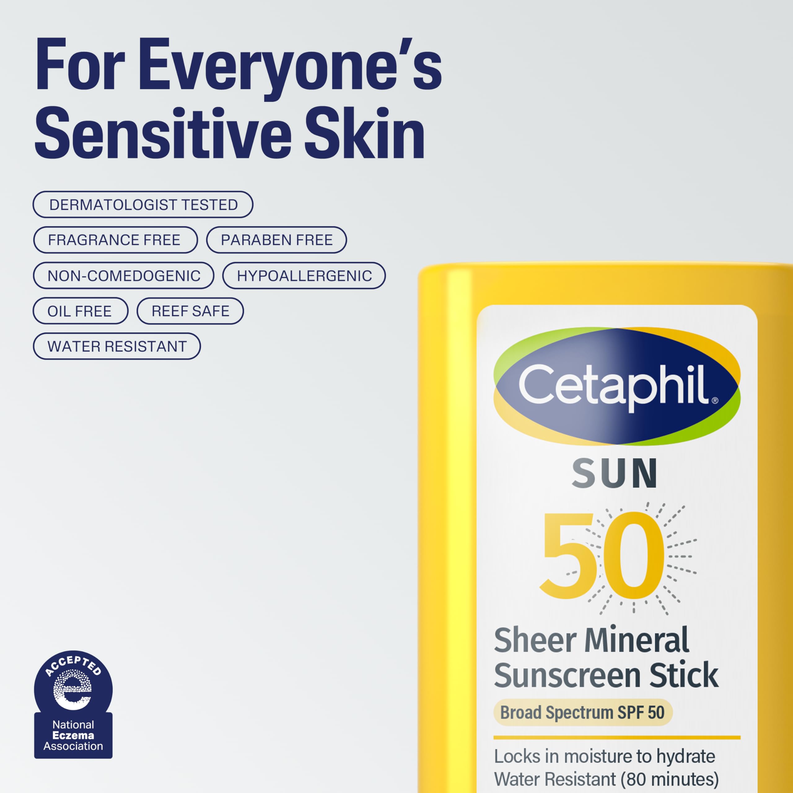 Cetaphil Stick portátil para uso en cualquier lugar, ideal para la familia.