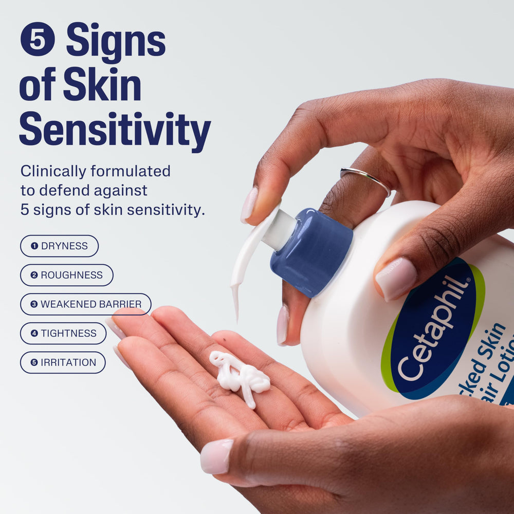 Cetaphil Textura cremosa en aplicación suaviza piel seca al tacto