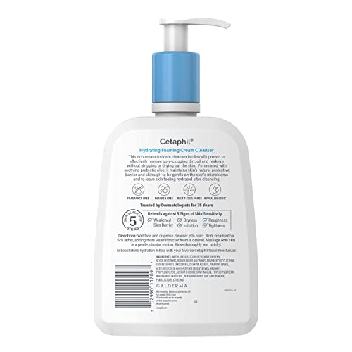 Textura de espuma cremosa de Cetaphil para limpieza suave