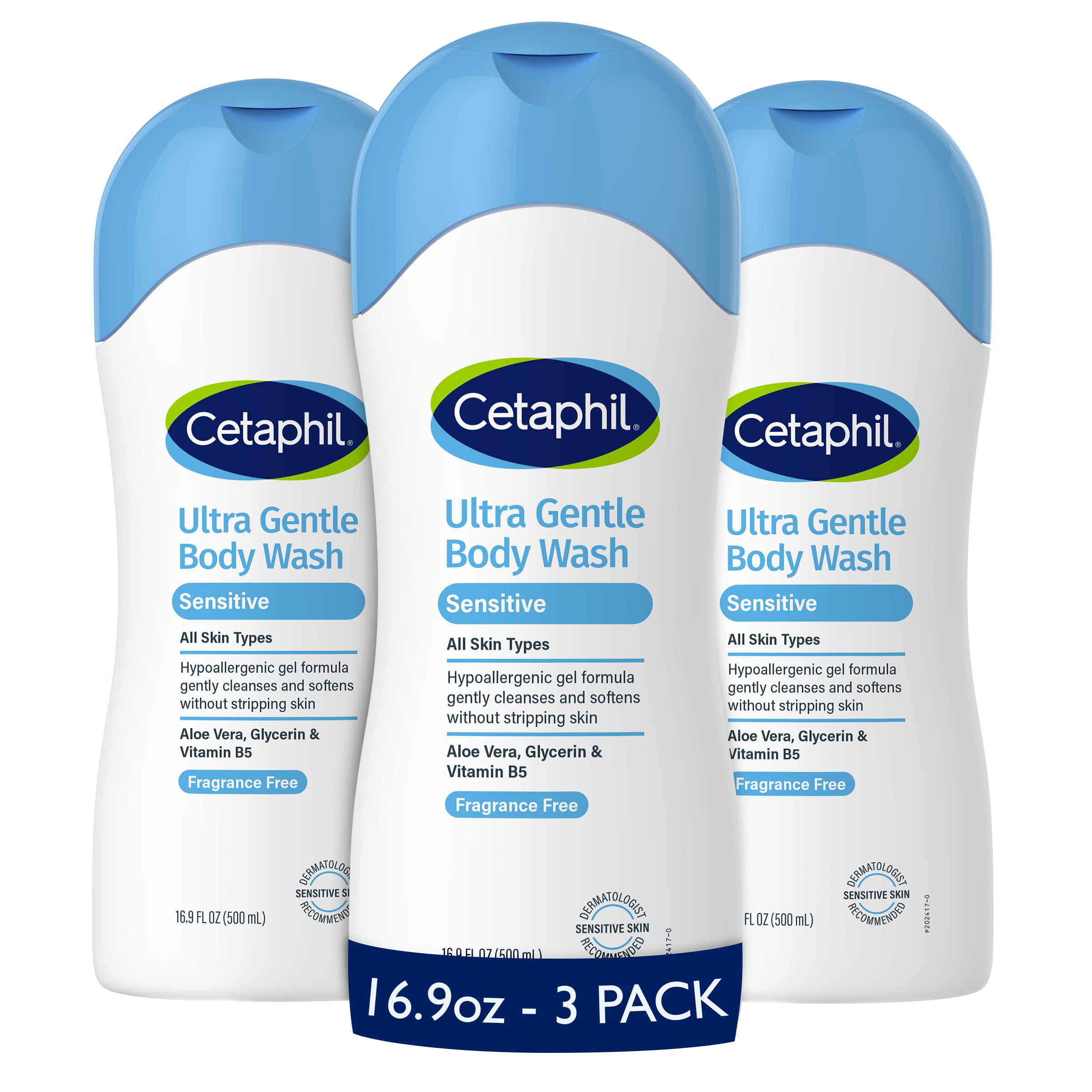 Cetaphil Ultra Gentle con aloe vera en bote para piel sensible, limpieza suave.
