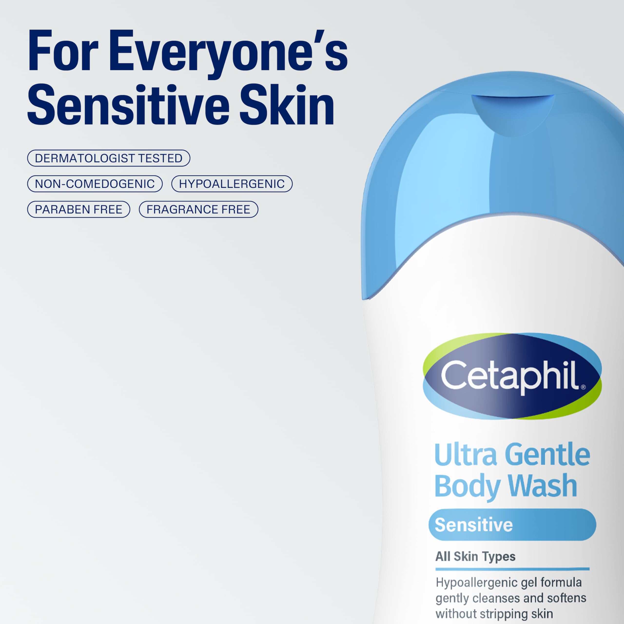 Textura cremosa de Cetaphil Ultra Gentle que hidrata durante el baño.