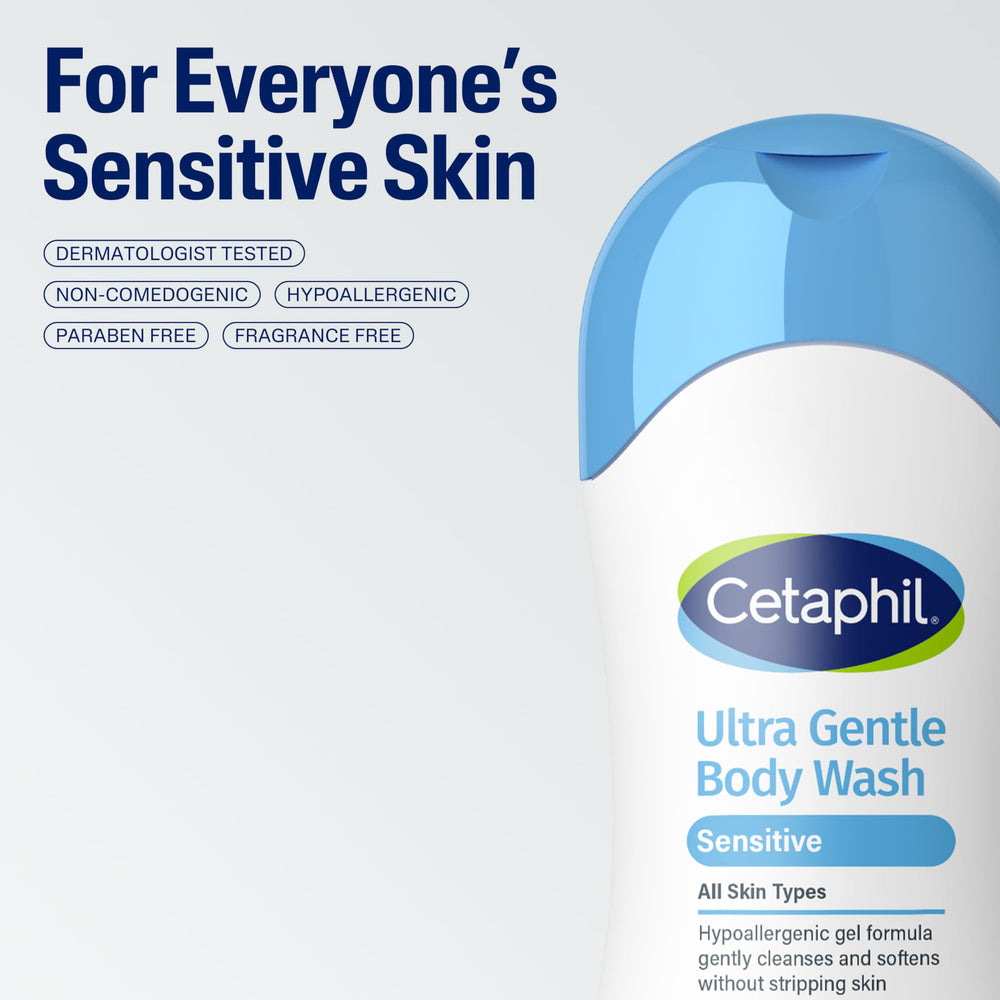 Textura cremosa de Cetaphil Ultra Gentle que hidrata durante el baño.