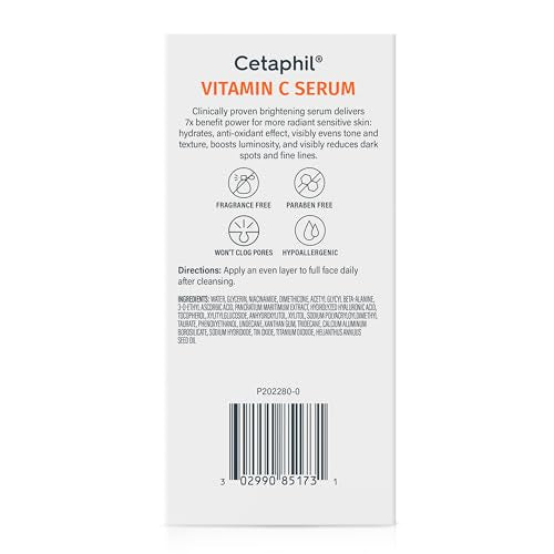 Cetaphil Vitamin C Serum dropper dispensing, quick hydration.