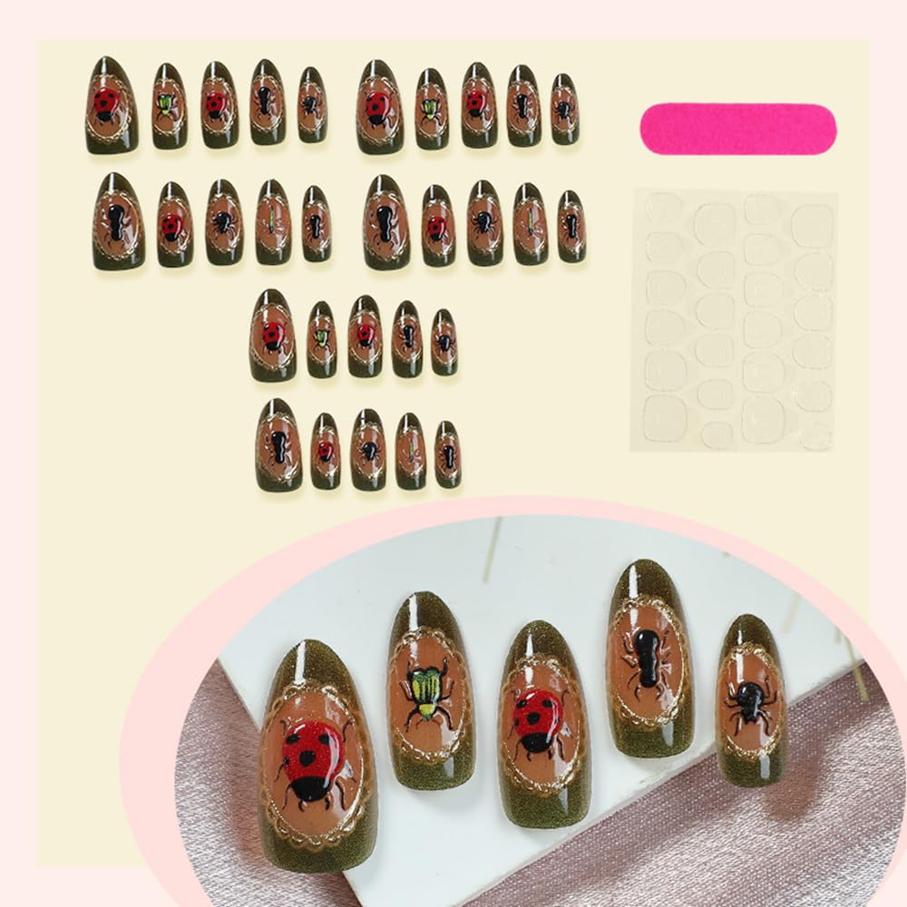 CEWEWP conjunto de uñas almendra 30 piezas para dedos diferentes