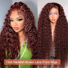 Cfaimity deep wave 13x6 HD lace front wig with natural part for seamless blending.