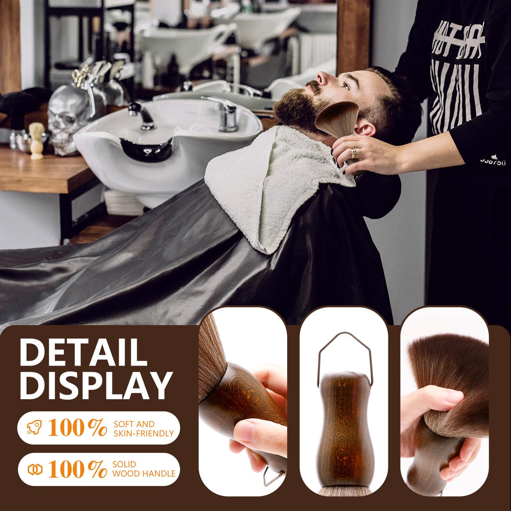 CGBARBER barber neck duster with ergonomic wooden handle for precise use during cuts