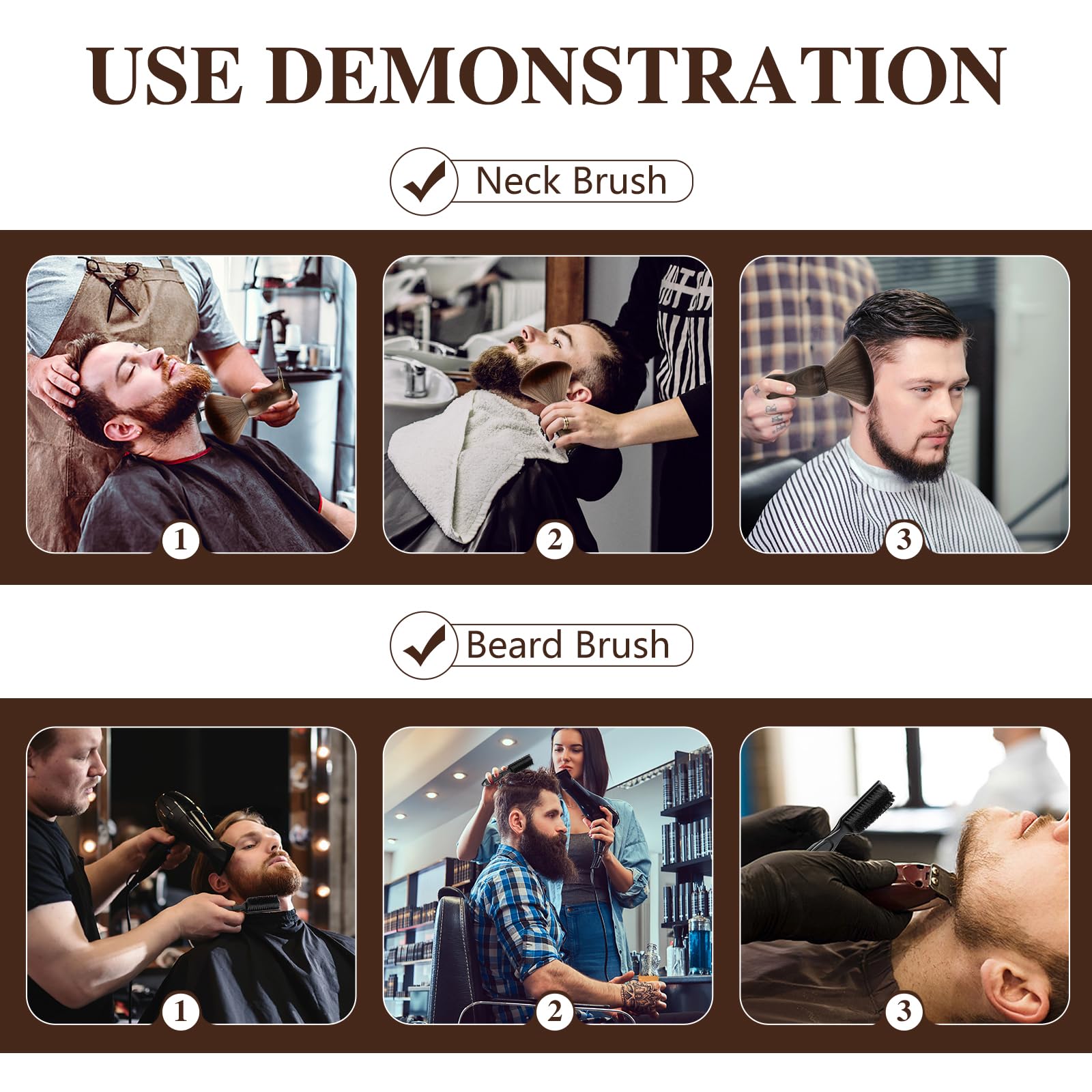 CGBARBER soft bristle neck duster used for quick, gentle hair dusting around the neck