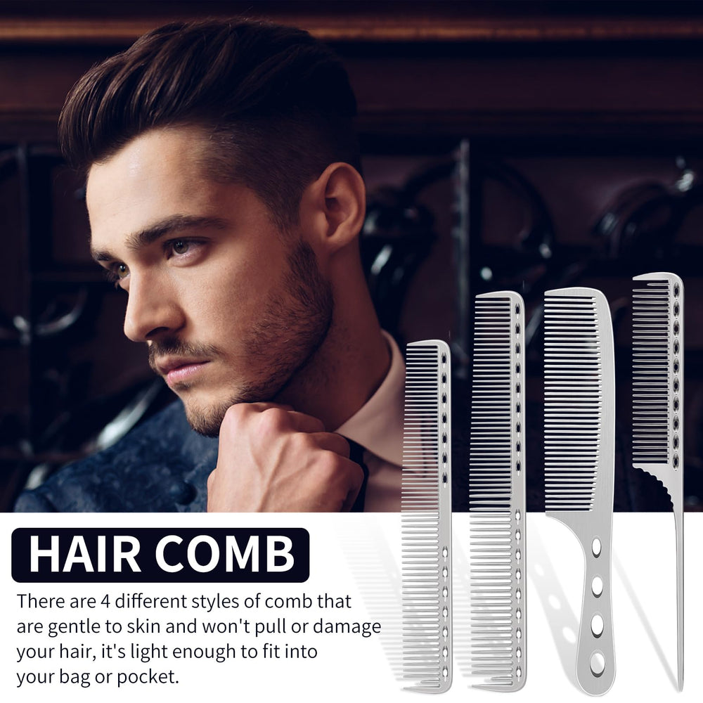 CGBARBER stainless steel tail comb for clean parting and detailing.