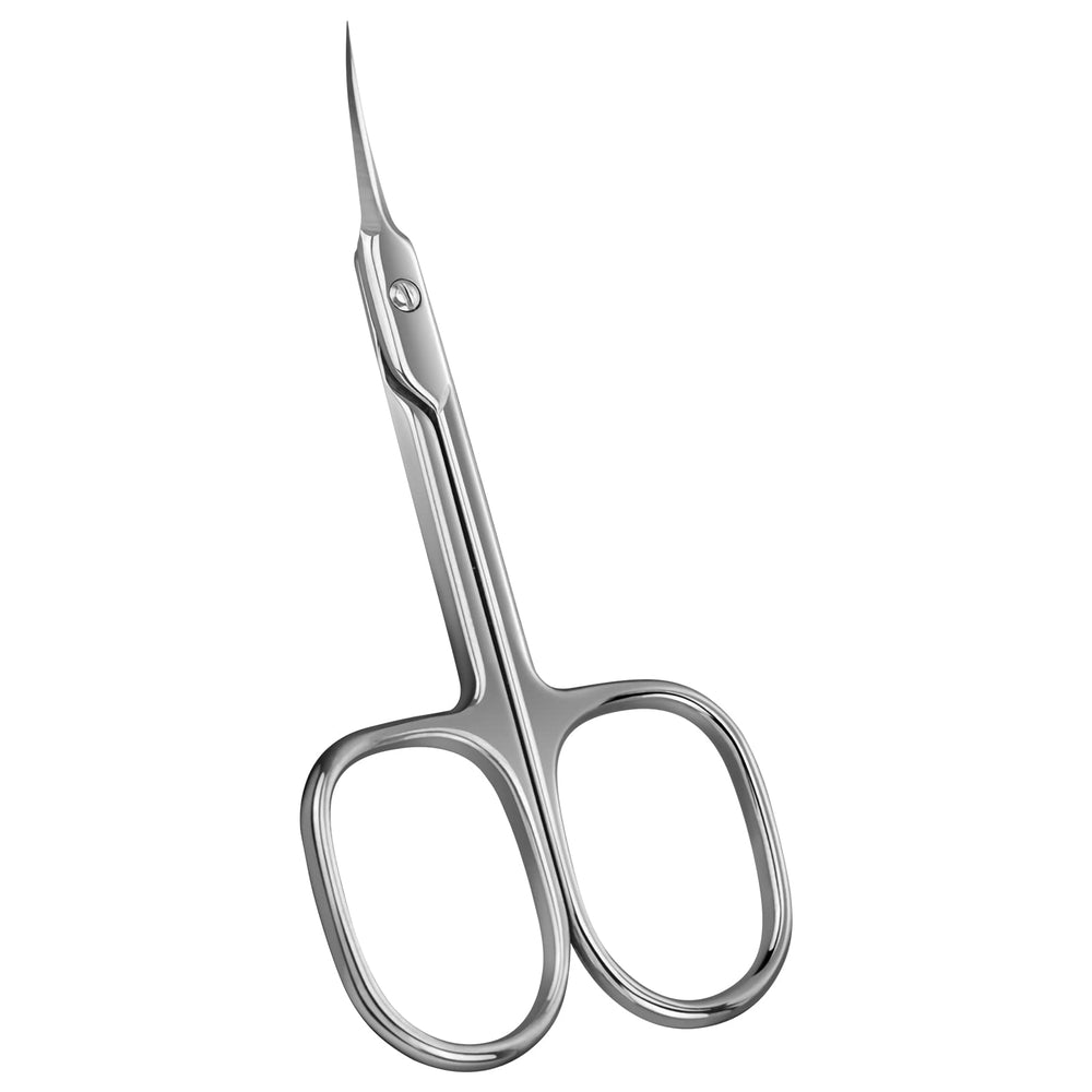 CGBE cuticle scissors close-up with extra-fine curved blade for precise trimming