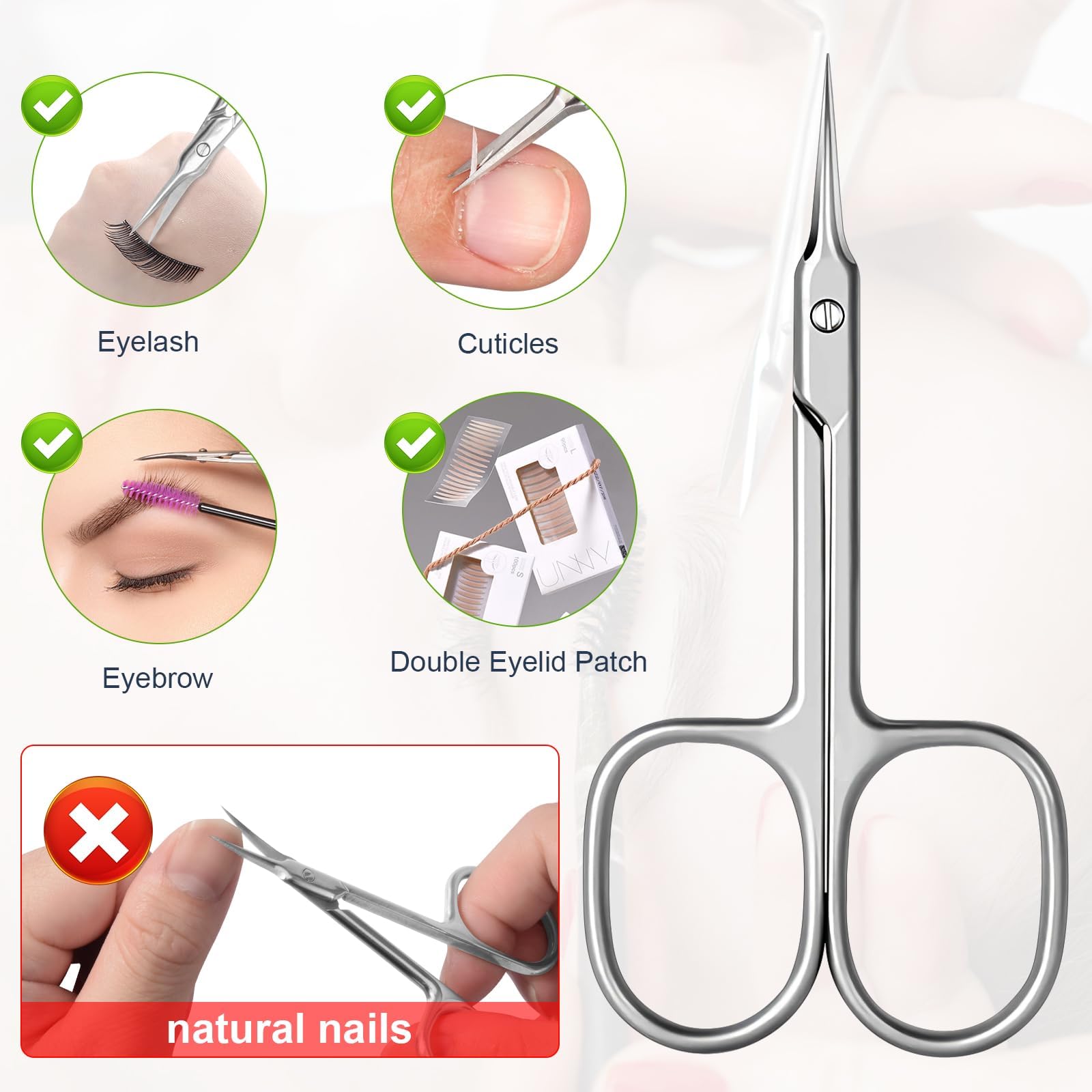 CGBE multi-purpose scissors ideal for eyebrows, lashes, and dry skin grooming