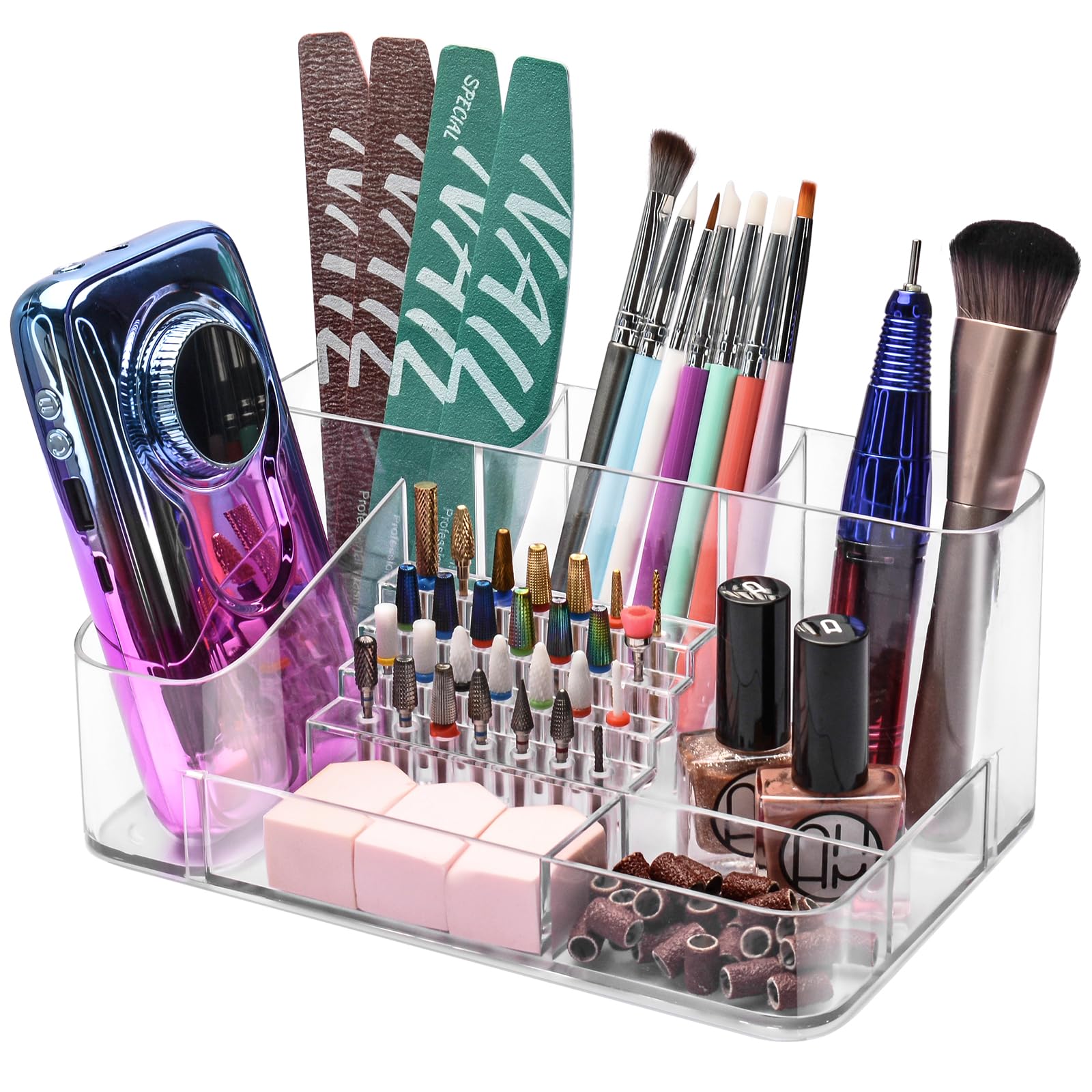 CGBE Nail Drill Holder with a 28-hole design keeps drill bits organized.
