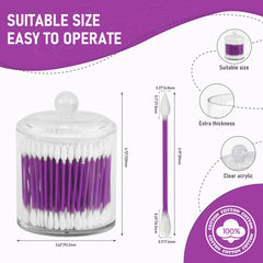 CGR dual-tipped swabs in clear acrylic jar for versatile cosmetic applications.