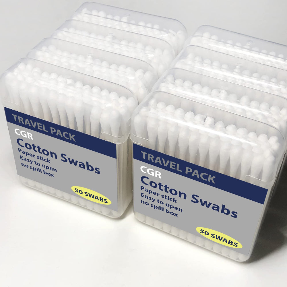 CGR organic cotton swabs with white paper sticks for eco-friendly disposal.