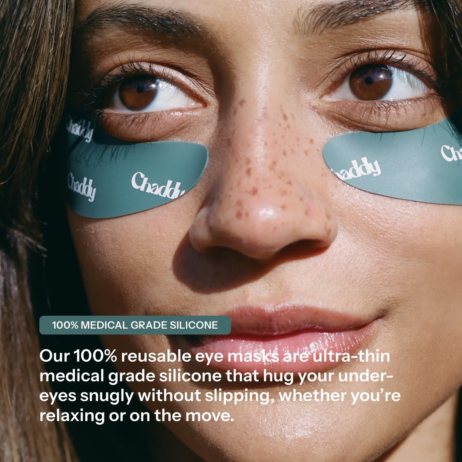 Chaddy Eye Mask highlights cooling effect for under-eye relief.