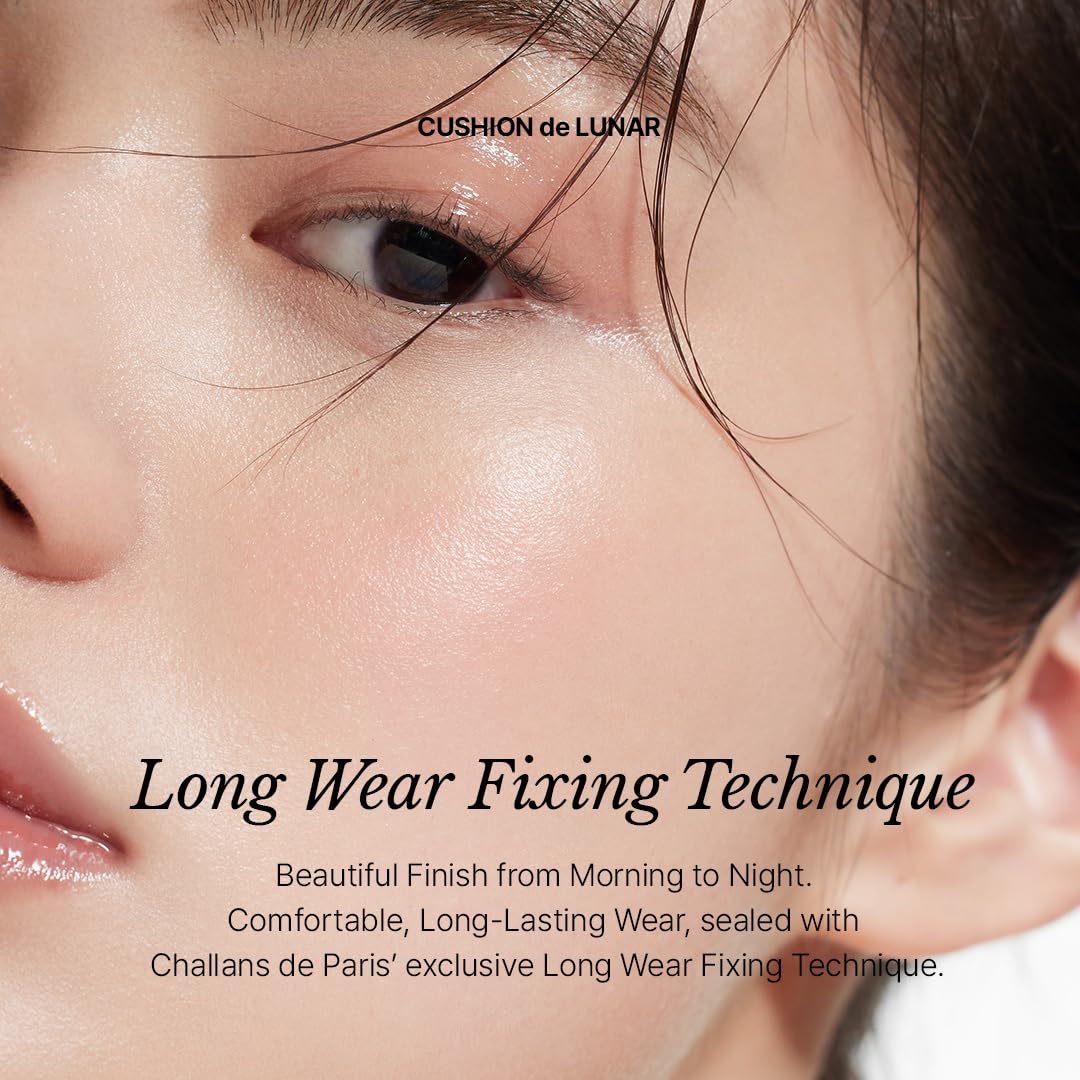 CHALLANS DE Paris cushion on the face demonstrates long wear and SPF 40
