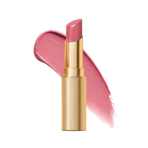 CHALLANS DE PARIS Jewel Shine Lipstick Rossea swatch reveals rosy pink-beige glow.