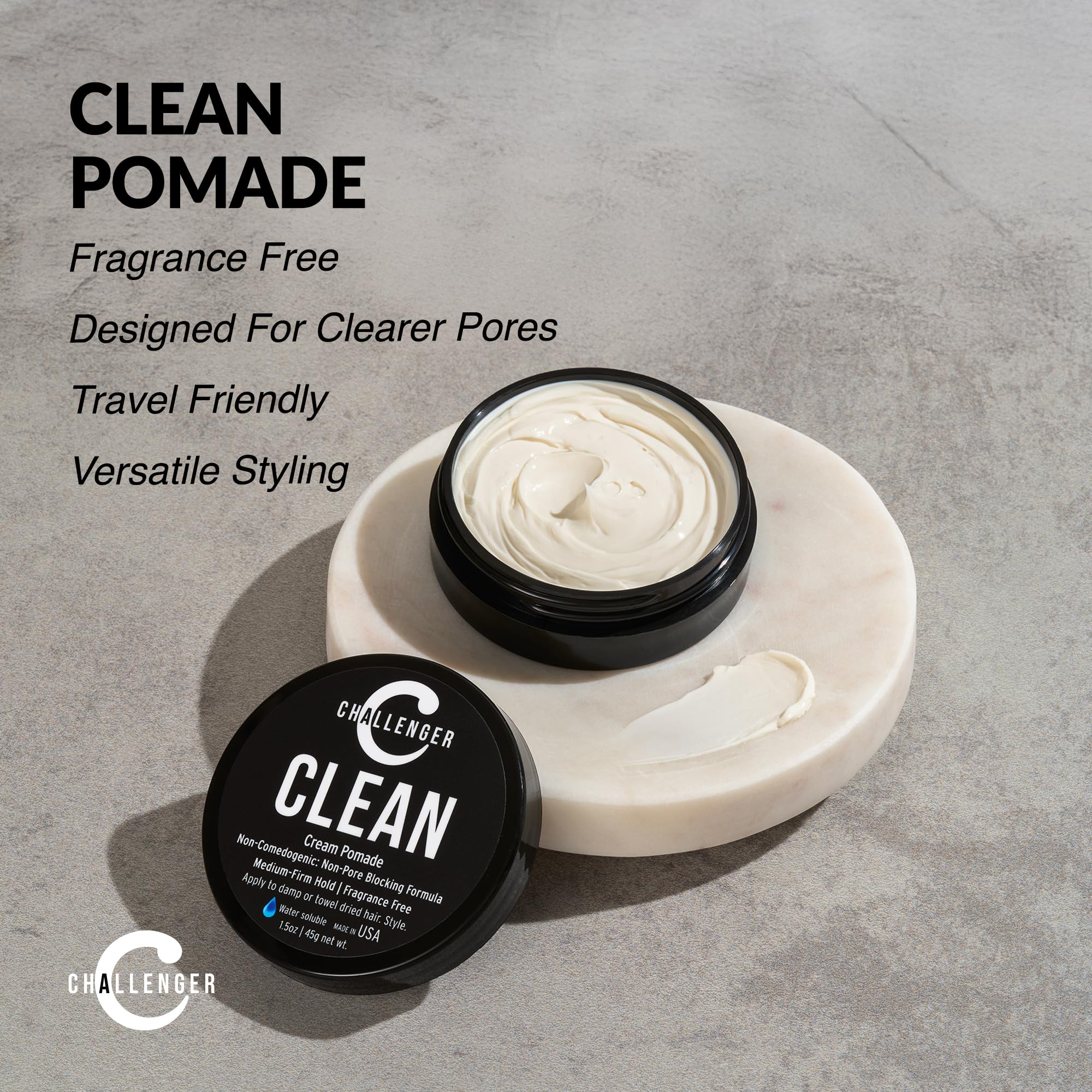 Challenger Crema Pomada sin fragancia, tamaño de viaje listo para la bolsa.